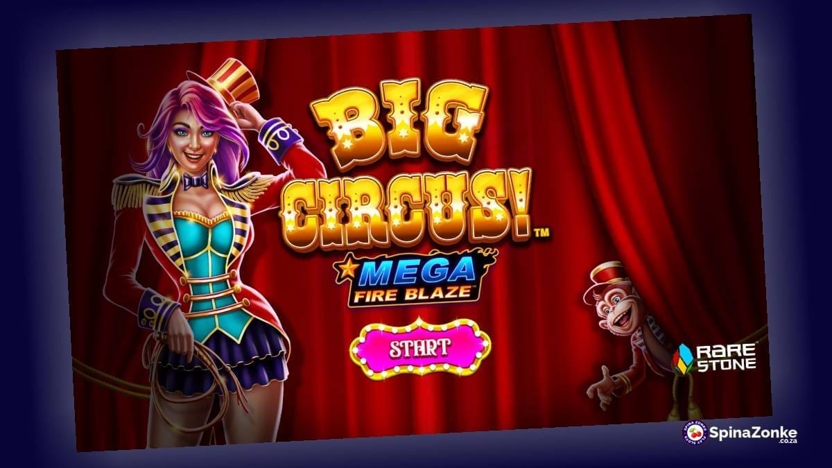 Big Circus Mega Fire Blaze slot game intro image.
