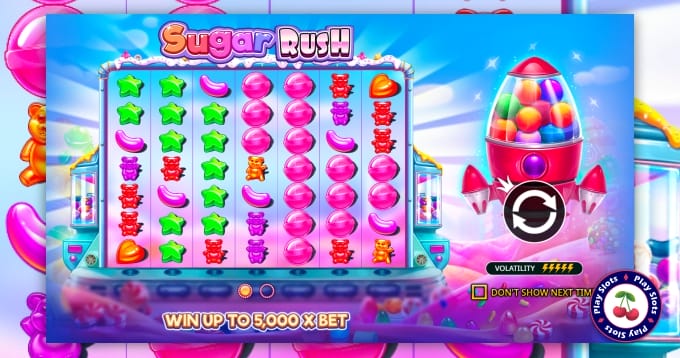 Sugar Rush slot game intro image.