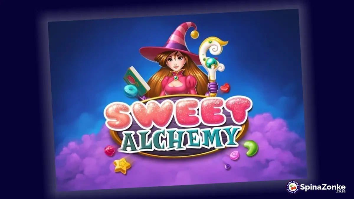 Sweet Alchemy slot game intro image.