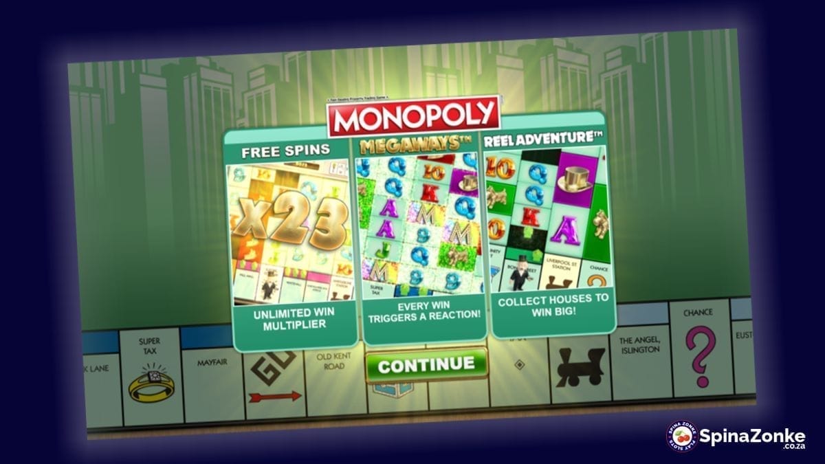 Monopoly Megaways slot game intro image.