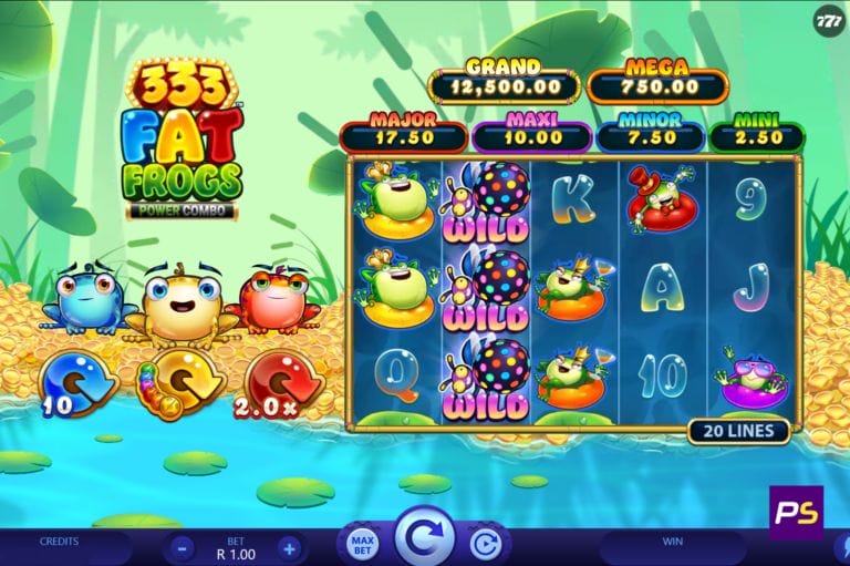333 Fat Frogs slot game layout