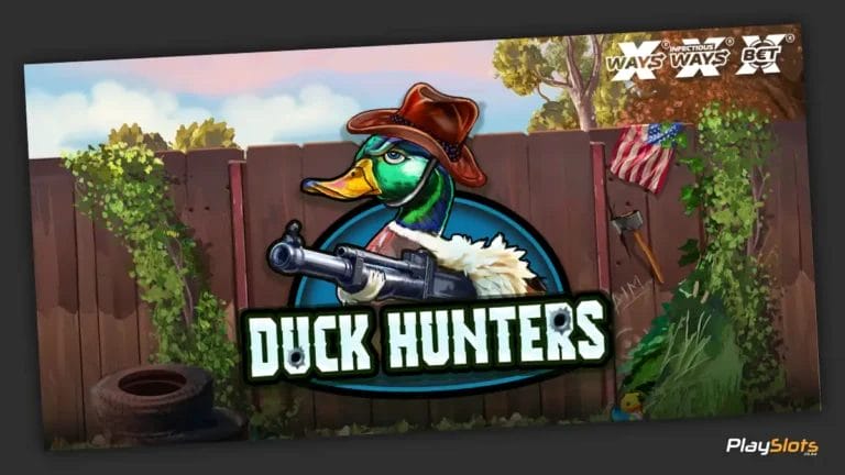 Duck Hunters slot game intro image.