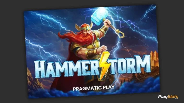 Hammerstorn slot game intro image.
