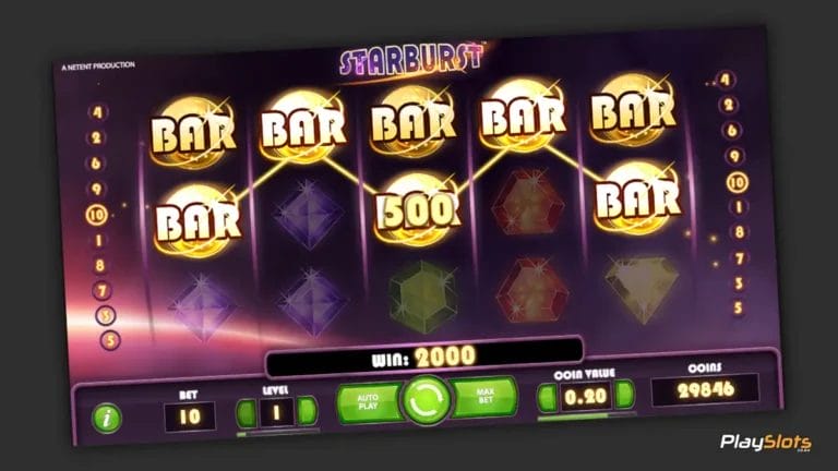 Starburst slot game layout image.