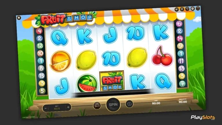 Fruit Shop slot game layout image.